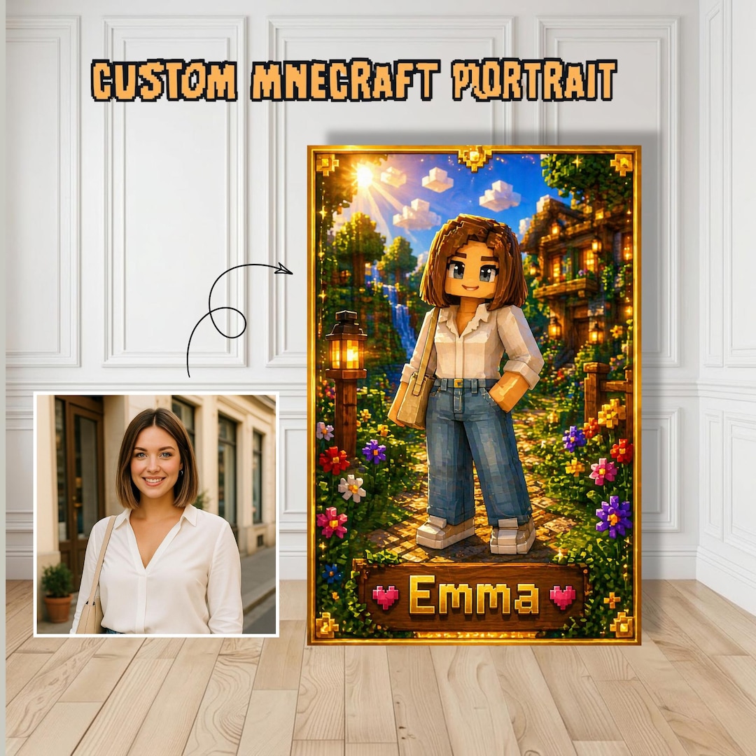 Custom Pixel Art Portrait, Minecraft Inspired Digital Avatar From Photo ...