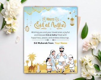 Gelukkige Eid Ul Adha-sjabloon | Bewerkbare wenskaart islamitisch festival (digitale download)