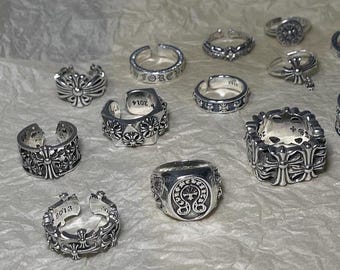 Silver Vintage Cross Flower forever Ring Gothic Design Jewelry, gothic cross ring