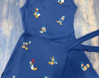 Donald Duck Mood Tennis Dress Blue Disney Cartoon Athletic Dress Cute Sport Outfit Summer Dress for Women