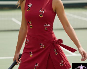 Minnie Moods Tennis Dress Cute Disney Minnie Mouse Athletic Dress Fun Cartoon Outfit for Women