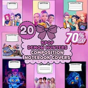 K-Pop Demon Hunters anteckningsboksomslag | Anime-stil (digital nedladdning, redigerbar i Canva)