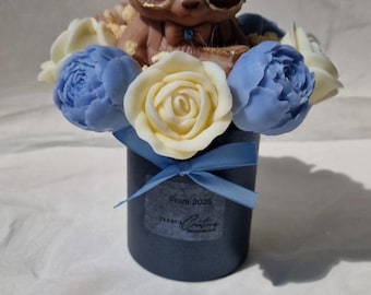 Mini afstuderen geschenkdoos met teddybeer, cadeau voor hem, klasse van 2026, handgemaakte sojawas smelt, kleine geschenkdoos, cadeau-idee gala