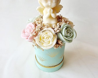 Mint Angel Sojawachs schmilzt Geschenkbox | Baumwollduftwachs schmilzt | Handgemachtes Engel Wachs Melt Arrangement | Taufgeschenk | Raumduft Dekor