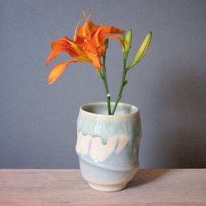 Soft blue and teal ikebana vase