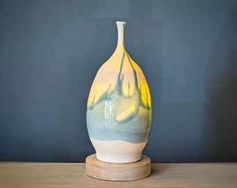 Light Blue Porcelain Illuminated Vase Lamp | Nightlight | Housewarming gift