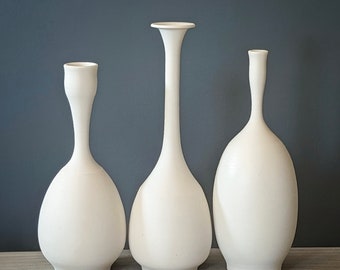 Pure white minimalist porcelain vases