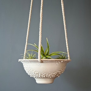 White Porcelain Hanging Planter Pot with Drainage Hole | Indoor Hanging Pots| Succulent Plant Pot | Ceramic Hanging Planter Pot Housewarming