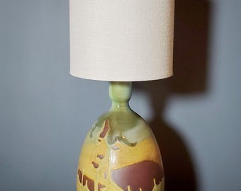 Handmade Copper Green Table Lamp | Bookshelf Nightstand Light