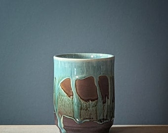 Chocolate blue and turquoise 10oz cup