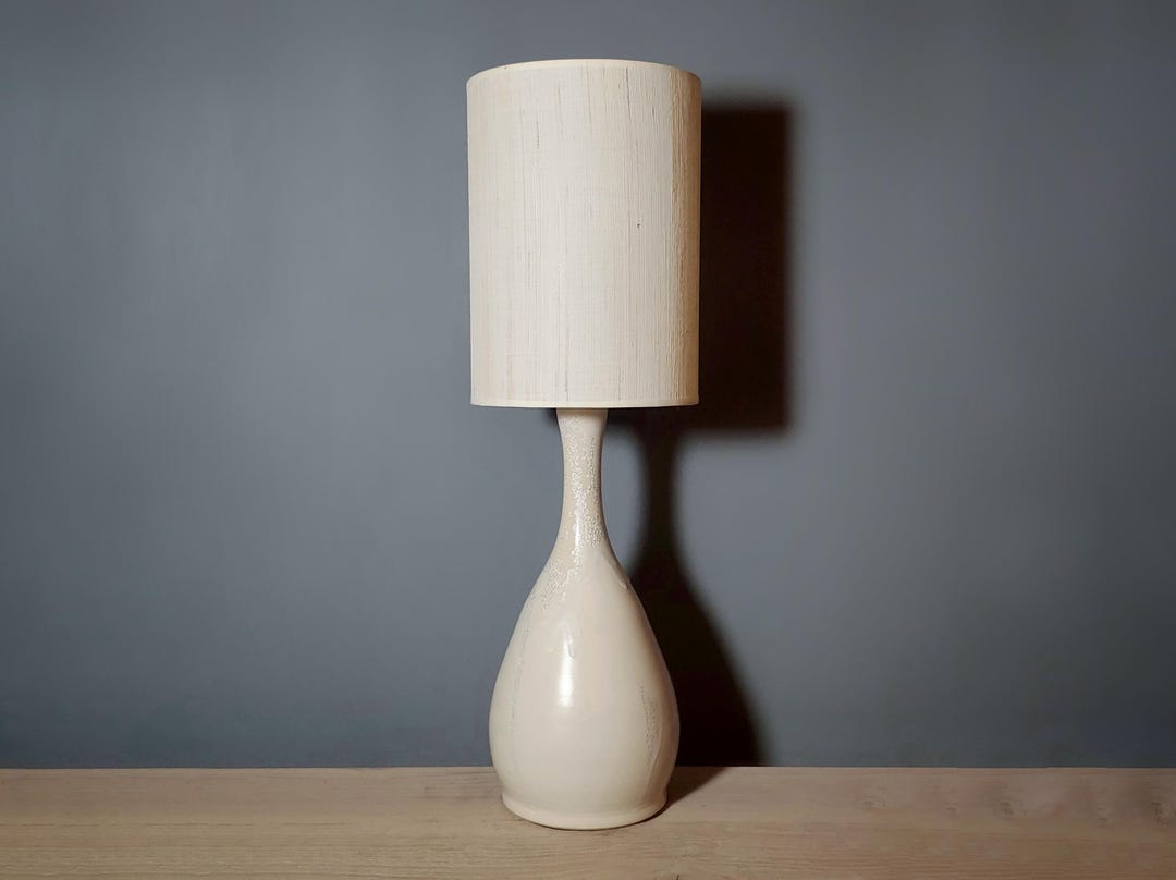 White Crystalline Glazed Pottery Table Lamp, 25.5" | Pederson Pottery ...