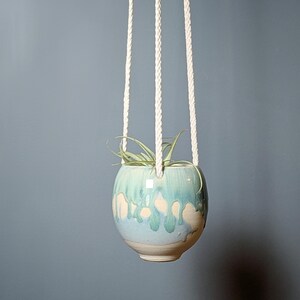 Handmade Ceramic Hanging Planter | Turquoise Blue Indoor Plant Pot