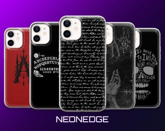 Gothic Typografie Handytasche Grunge dunkel Abdeckung für iPhone 17Pro, 16, 15, 14, 13, 12, Samsung S26, S25, S24, S23, A17, A57, A37 Pixel 10, 9