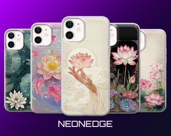 Lotus Flower Phone Case Hinduism Buddhism Cover for iPhone 17Pro, 16, 15, 14, 13, 12, Samsung S26, S25, S24, S23, A17, A57, A37 Pixel 10, 9