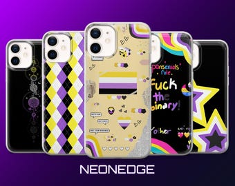 Non Binary Phone Case Genderqueer LGBTQ Cover for iPhone 17Pro, 16, 15, 14, 13, 12, Samsung S26, S25, S24, S23, A17, A57, A37 Pixel 10, 9