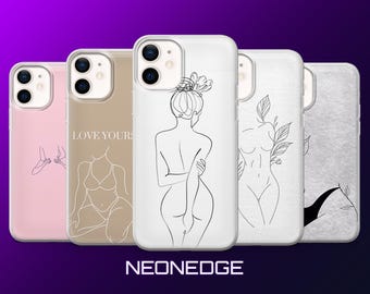 Body Line Art Phone Case Feminine Naked Cover for iPhone 17Pro, 16, 15, 14, 13, 12, Samsung S26, S25, S24, S23, A17, A57, A37 Pixel 10, 9