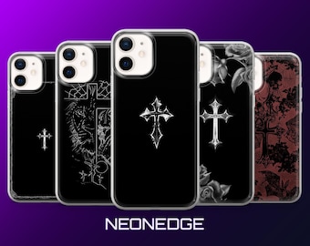 Dark Cross Phone Case Gothic Grunge Cover for iPhone 17Pro, 16, 15, 14, 13, 12, Samsung S26, S25, S24, S23, A17, A57, A37 Pixel 10, 9