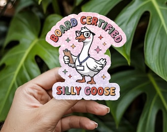Porta credenciales Silly Goose certificado por la junta, divertido porta credenciales de enfermera, regalo de humor para el sector salud, lindo ganso para trabajadores de la salud