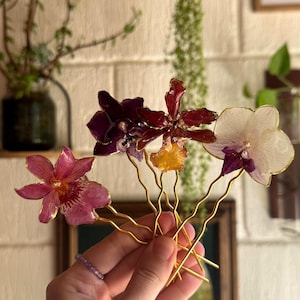 Real Orchid Hairpin – Handmade Botanical Hair Accessory