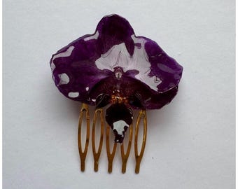 Real Orchid Hair Comb Flower jewelry Cottagecore hair pin