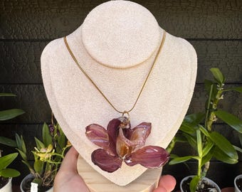 Collier tendance orchidée véritable fait main - Bijoux botaniques