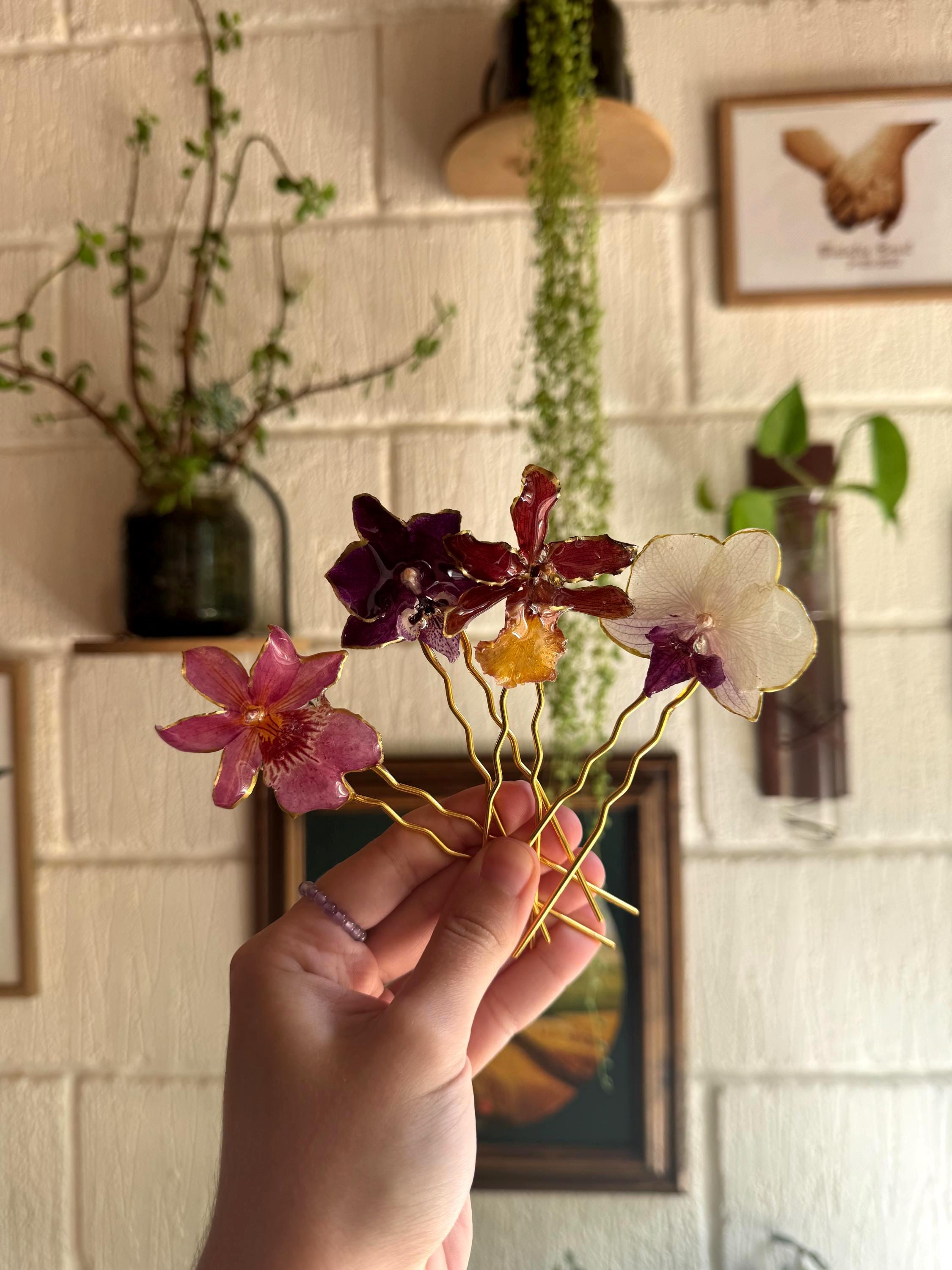 ? Real Orchid Hair Clip  Handmade & One of a Kind Real Orchid Hairclip - Etsy main image 2