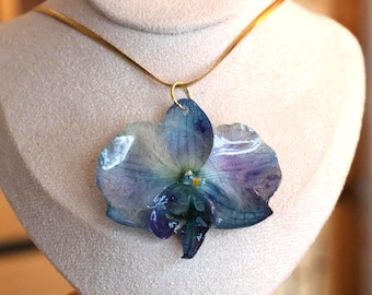 Blue & Purple Orchid Necklace – Real Orchid Pendant | Fairycore Botanical Jewelry