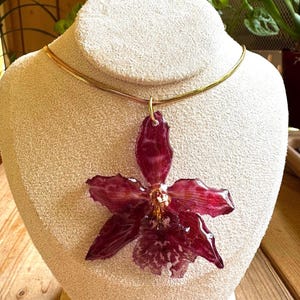 Real pink orchid necklace Handmade real flower jewelry Christmas gift for her