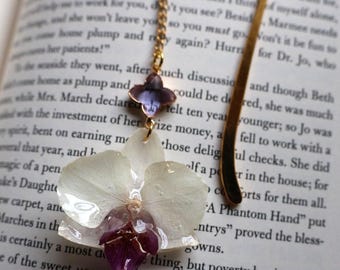 White orchid bookmark Real flower book accessory Handmade resin bookmark Bookish Christmas gift