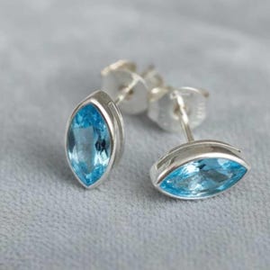 925 sterlingsilver akvamarin örhänge i marquiseform, present till henne