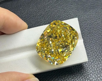 Fancy Yellow Lab Grown Diamond Moissanite Cushion Cut VVS1 Loose Diamond Gemstone