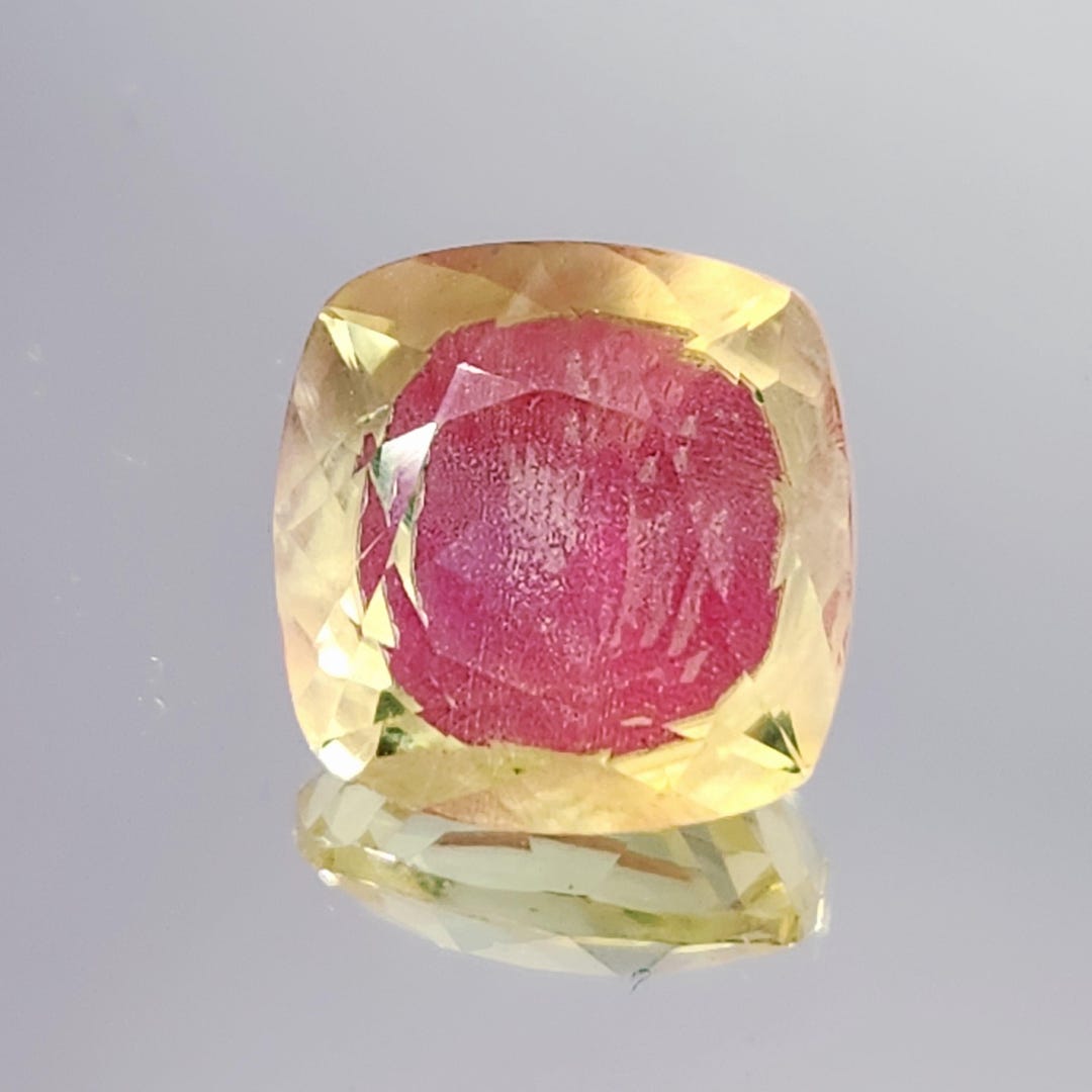 Bi Color Sapphire 12x12 Mm Cushion Cut Loose Gemstone | Rare Two Tone ...