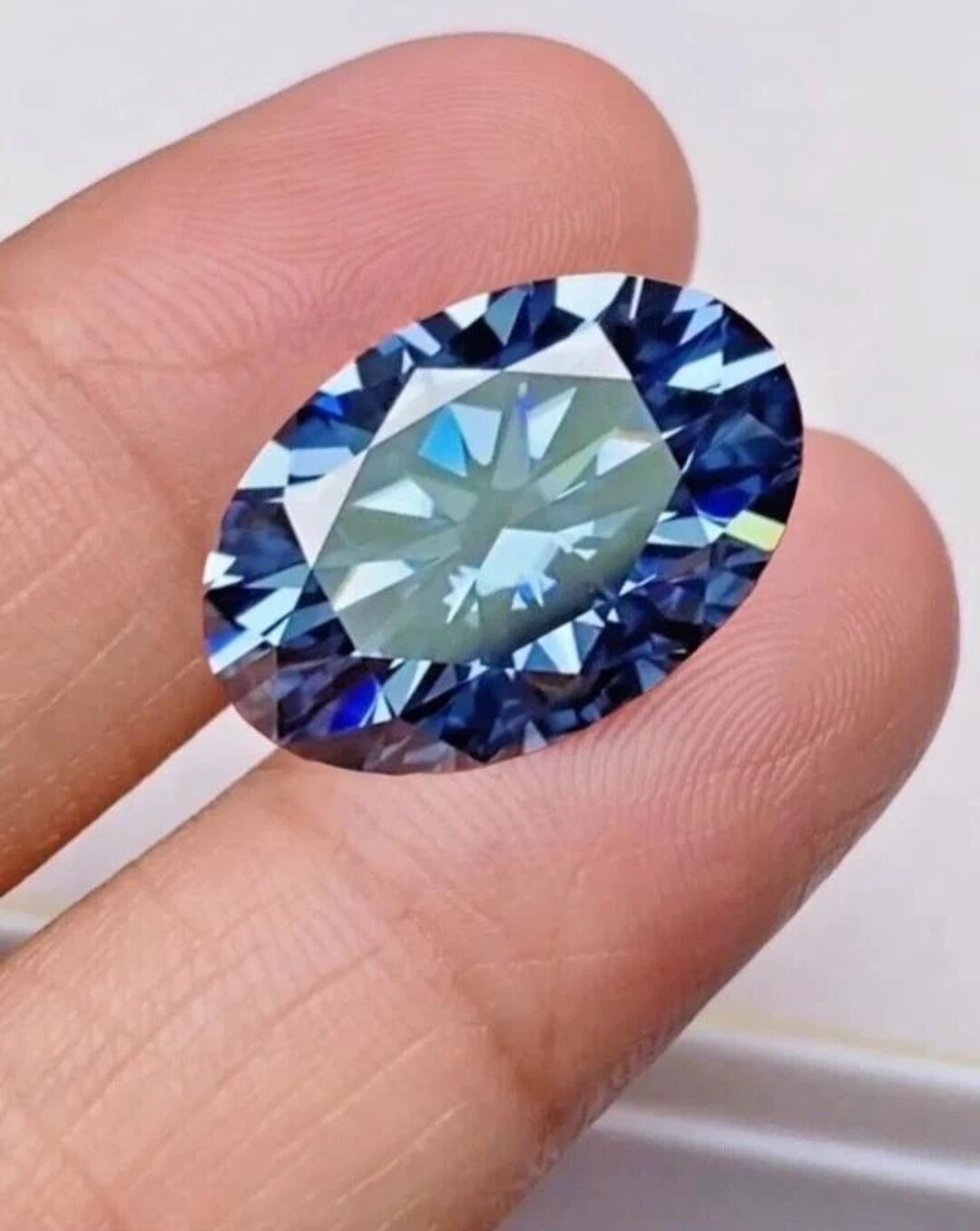 2.70 Cts Lab Grown Blue Diamond VVS1 Clarity Brilliant 10x8mm Oval Cut ...