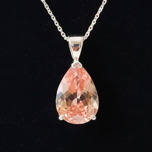 Rosa diamant Moissanit 925 sterlingsilverhänge och halsband, päronslipat present till HENNE