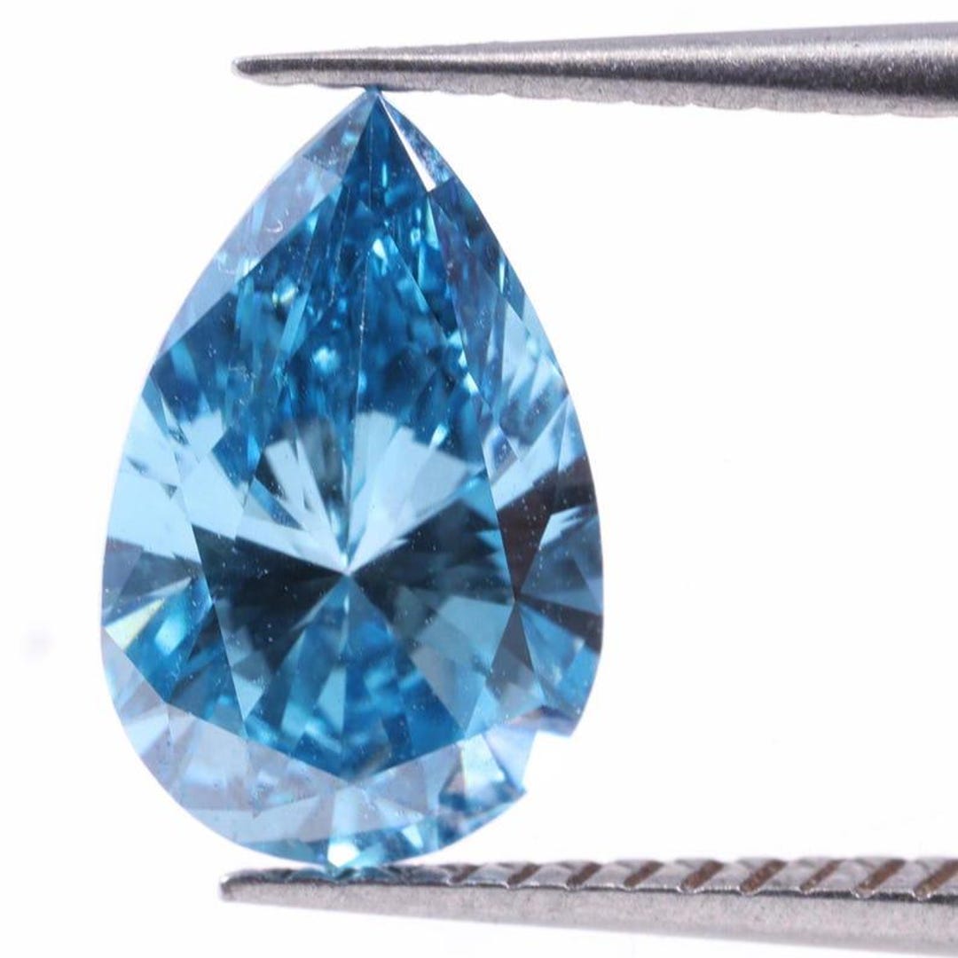 3 Cts Lab Grown Blue Diamond VVS1 Clarity Brilliant 12x8mm Pear Cut ...