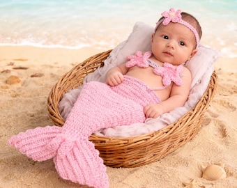 Baby Mermaid Outfit Newborn Photo Prop Crochet Mermaid Costume Baby Girl Outfit Infant Photography Prop Mermaid Tail Baby Shower Gift