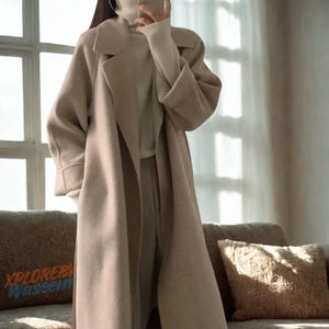 Vestido de abrigo cottagecore, abrigo de lana con cinturón, abrigo de lana, abrigos para mujer, gabardina de invierno, vestidos cottagecore, abrigo de gran tamaño, abrigo de invierno,