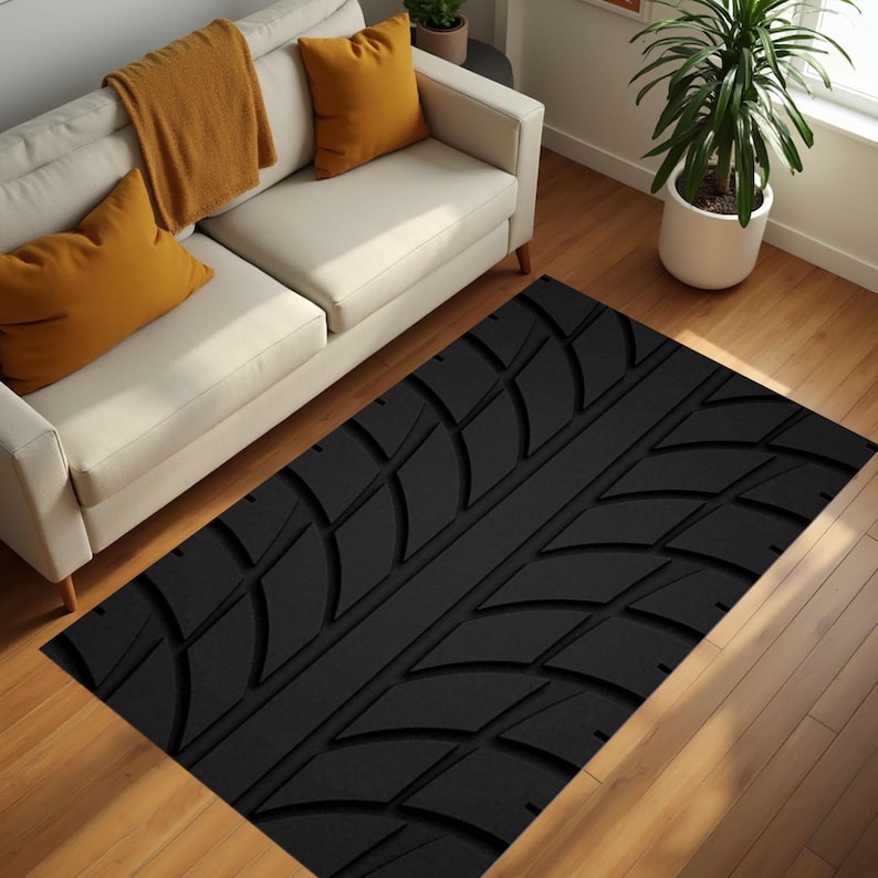 Tire Tread Area Rug, Mechanic Gift, Garage Floor Rug, Car Guy Gift ...