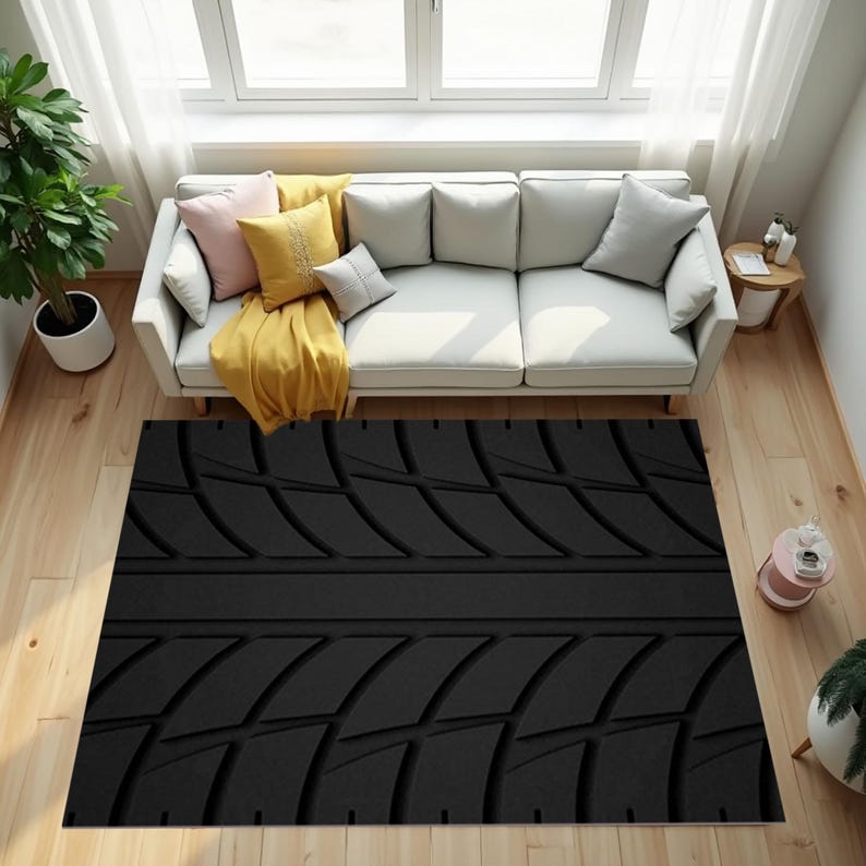 Tire Tread Area Rug, Mechanic Gift, Garage Floor Rug, Car Guy Gift ...