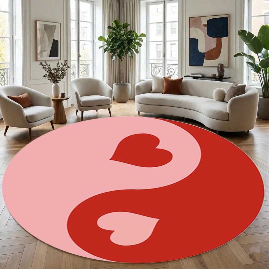 Heart Yin Yang Rug, Preppy Room Decor, Valentines Day Gift for Her ...