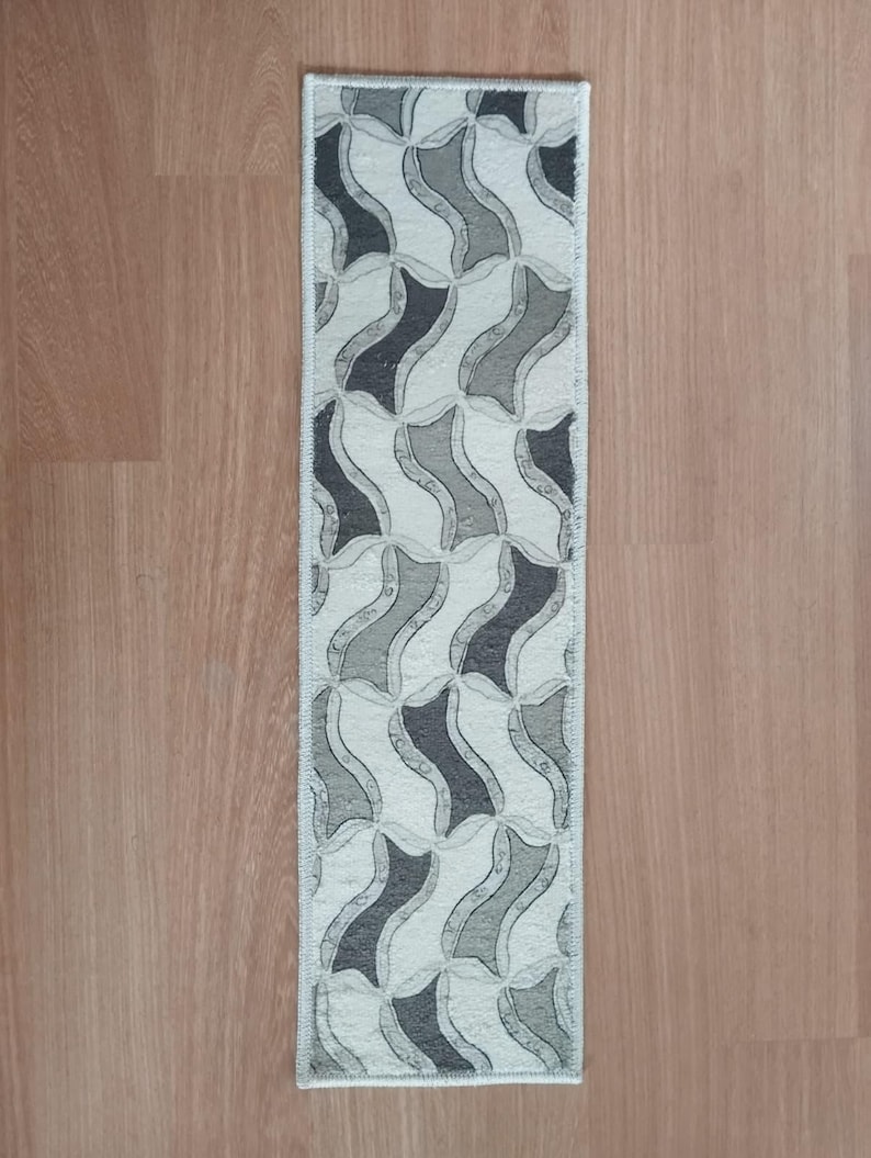 Non Slip Stair Treads, Modern Abstract Runner, Washable Grey Black Rug, Stone Pattern Step Mats, Pet Friendly Stair Decor, Safety Pads image 9