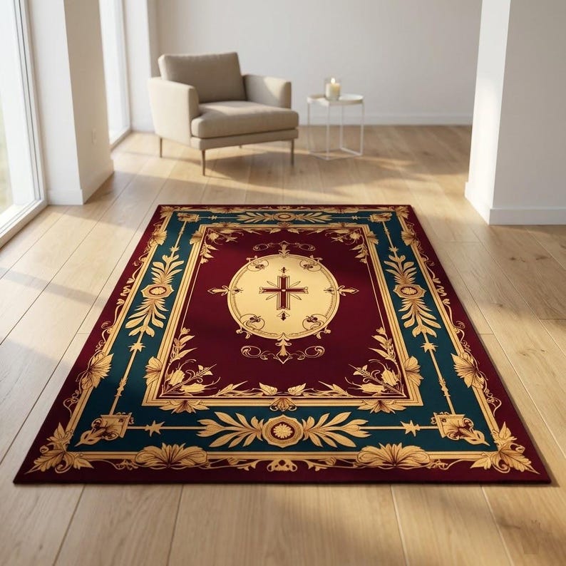 Christian Prayer Rug, Velvet Kneeling Mat, Catholic Altar Decor, Pastor ...