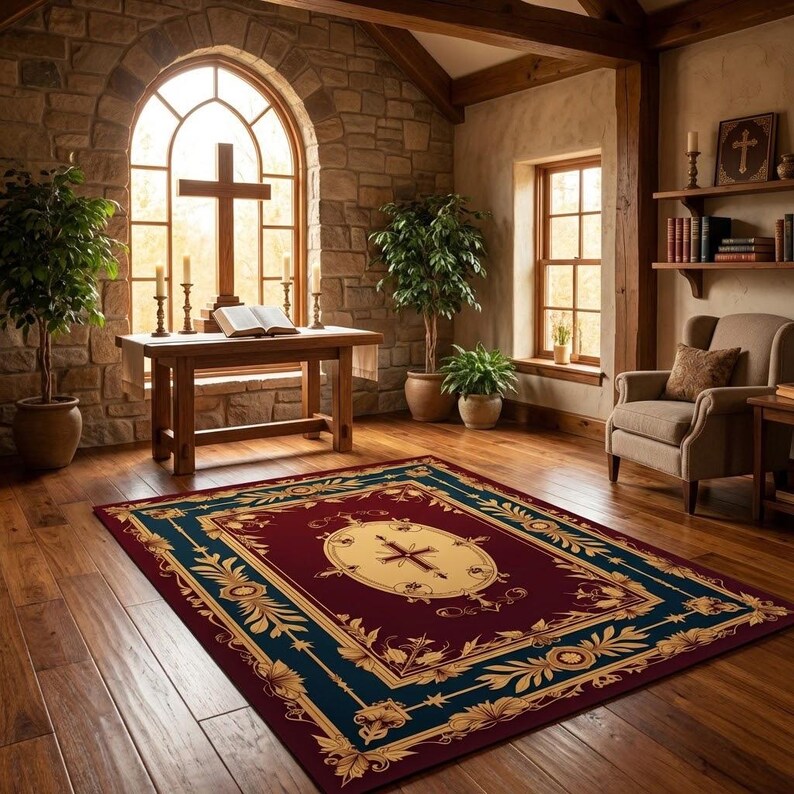 Pulpit Rug Christian Prayer Rug, Velvet Kneeling Mat, Catholic Altar Decor, Pastor ...