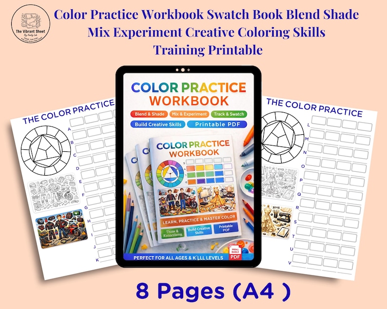 Color Practice Workbook Swatch Book Blend Shade Mix Experiment Creative ...