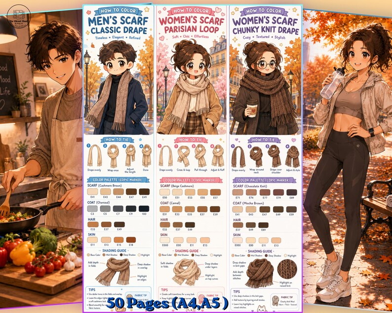 Copic Marker Coloring Book Autumn Fashion Blending Practice Stylish ...