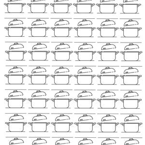 May include: A black and white line drawing of a color swatch test. The image features rows of pots with lids, labeled "BRAND" and "TYPE". The text "42 colors" is at the bottom.