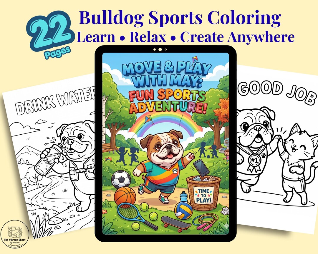 Bulldog Sports Coloring Book Kids Activity Printable A4 A5 PDF Fun ...