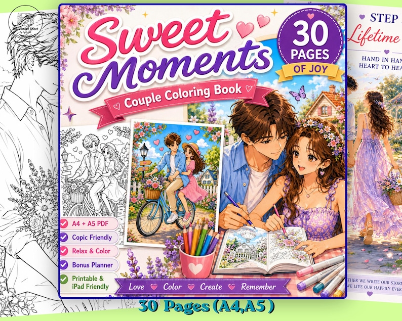 Copic Marker Sweet Moments Couple Coloring Book Practice Pages Tracker ...
