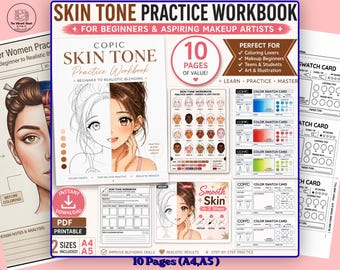 Copic Skin Tone Practice Workbook Printable Makeup Artist Beginner Coloring Guide Realistic Blending