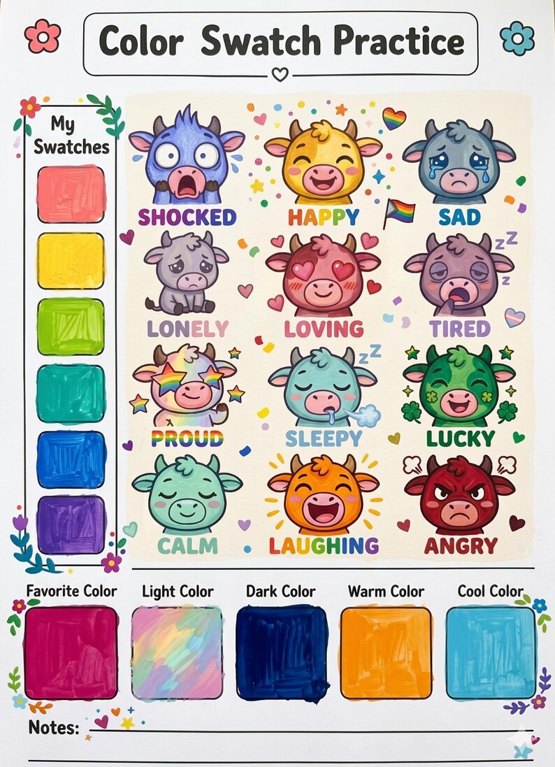 Cow Feelings Coloring Pages A4 A5 Sizes Social Emotional Learning ...